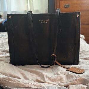 Kate Spade Black Leather Handbag with Tan Accents